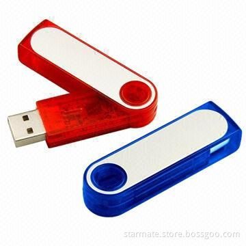 Spin USB Flash Drives with 64MB to 32GB Storage Capacity, One Year Warranty